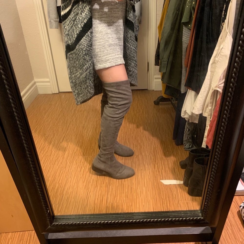 Gray Thigh High Boots